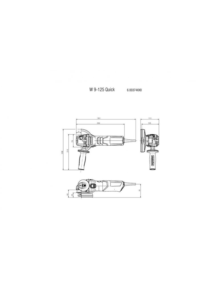 Угловая шлифовальная машина Metabo W 9-125 Quick 600374000
