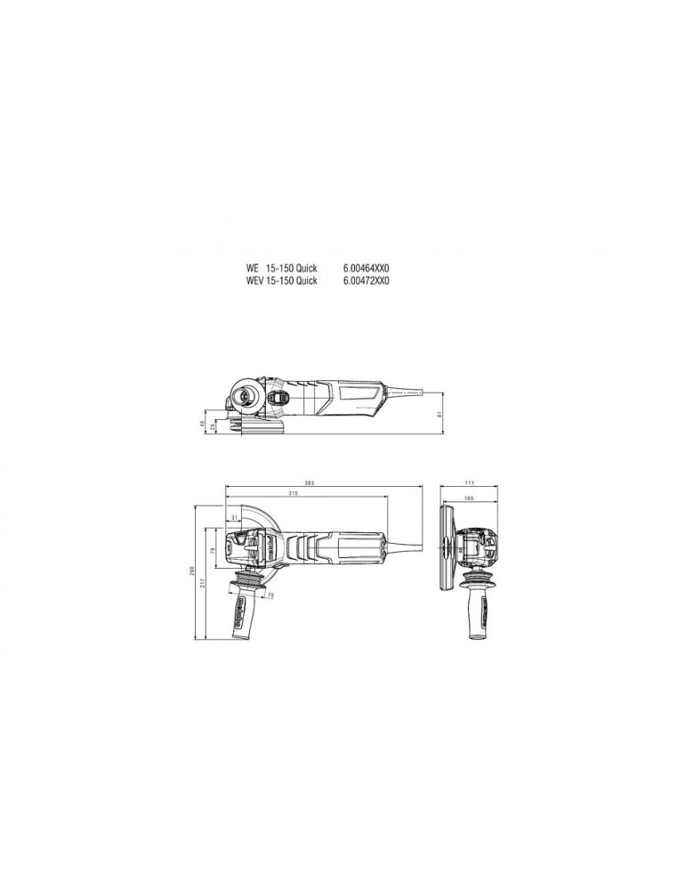 Угловая шлифовальная машина Metabo WEV 15-150 Quick 600472000