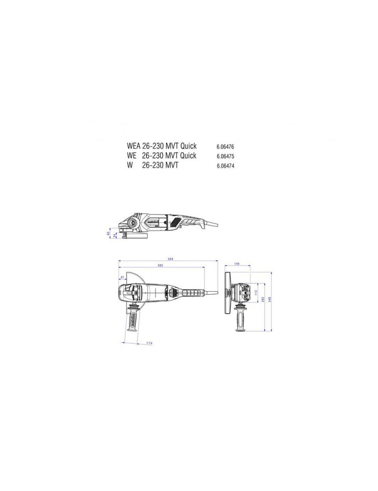 Угловая шлифовальная машина Metabo W 26-230 MVT 606474000