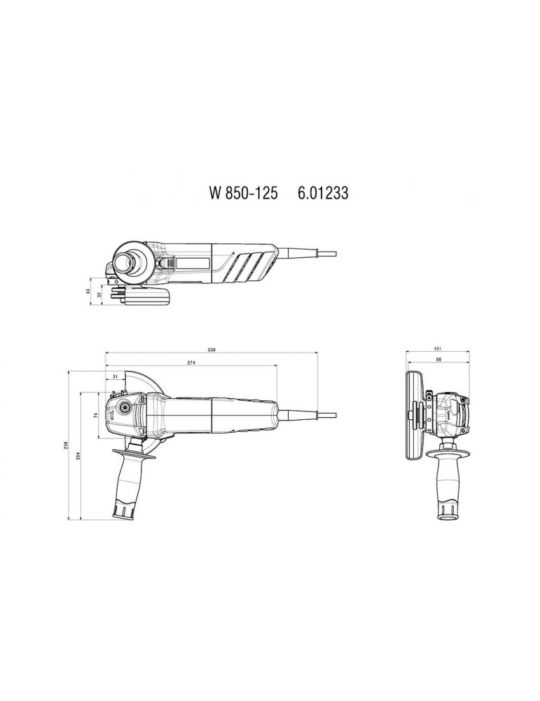 Угловая шлифовальная машина Metabo W 850-125 601233010