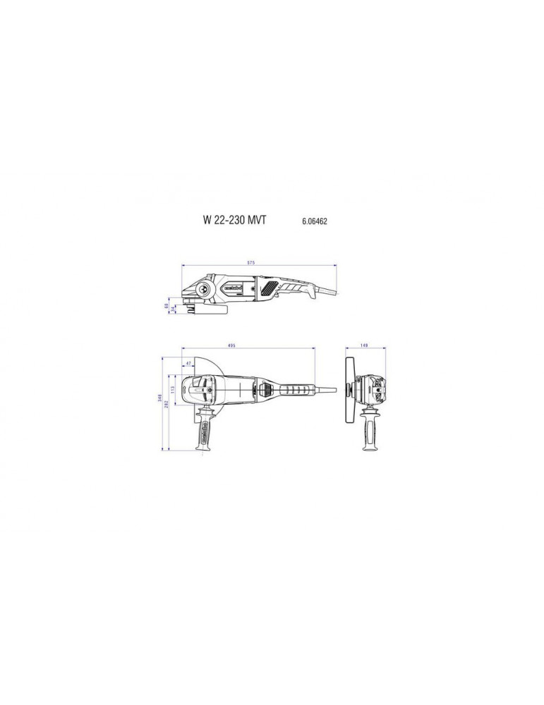 Угловая шлифовальная машина Metabo W 22-230 MVT 606462000