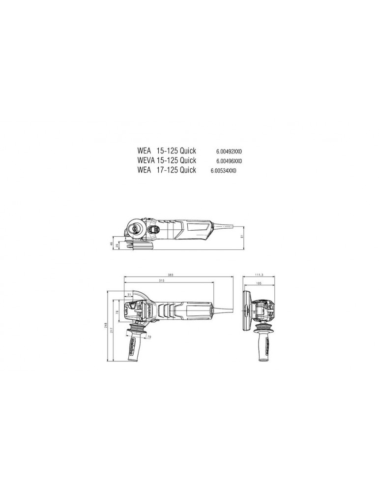 Угловая шлифовальная машина Metabo Weva 15-125Quick 600496000
