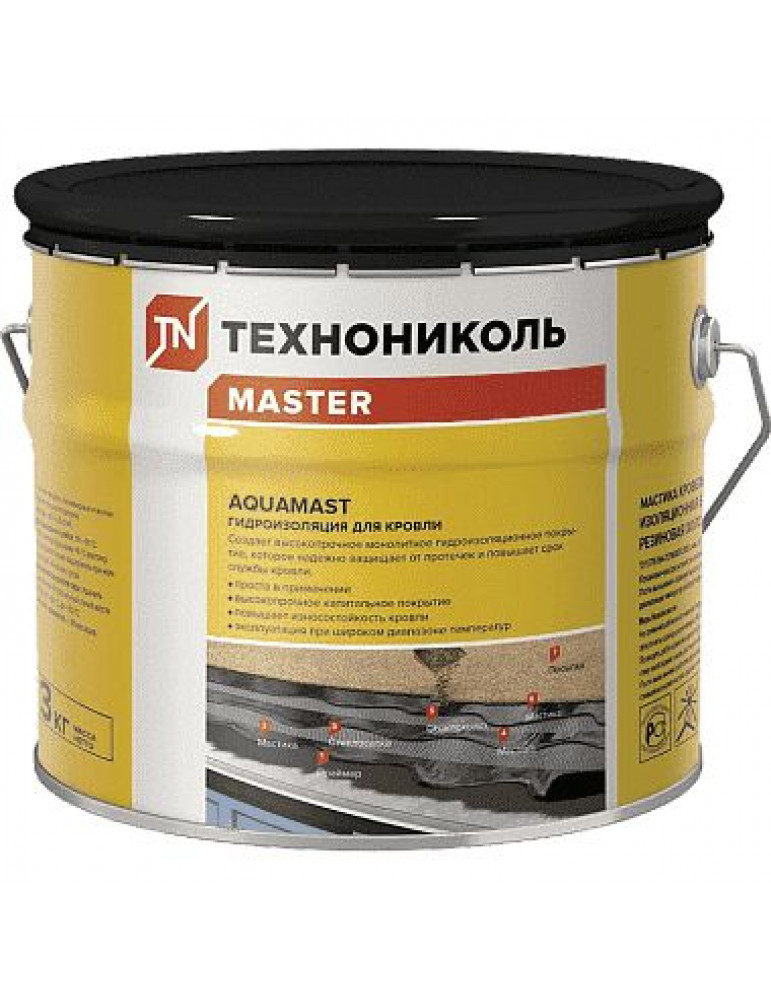 Мастика Технониколь Aquamast 3 кг кровельная битумно-резиновая
