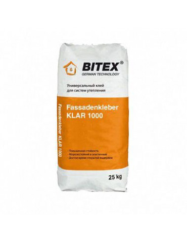 Клей для утеплителя Bitex Fassadenkleber KLAR 1000 армирующий 25 кг