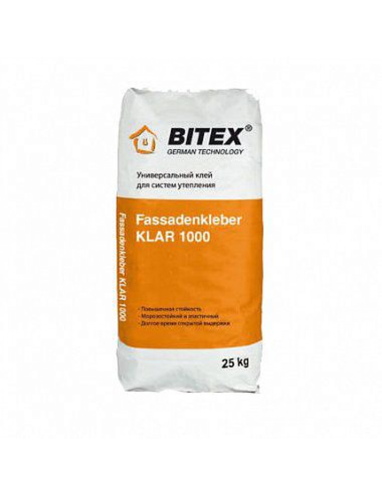 Клей для утеплителя Bitex Fassadenkleber KLAR 1000 армирующий 25 кг